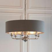 Highclere 8 Light Charcoal Shade Pendant Light In Bright Nickel