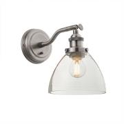 Hansen Clear Glass Shade Wall Light In Brushed Silver