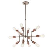 Hal 12 Lights Ceiling Pendant Light In Aged Pewter And Copper