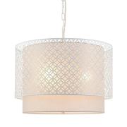 Gilli 3 Lights Grey Fabric Shade Pendant Light In Chalk White