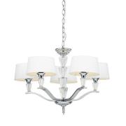 Fiennes 5 Lights White Fabric Ceiling Pendant Light In Chrome