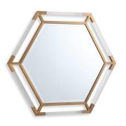 Marisa Hexagonal Wall Mirror In Gold Wooden Frame