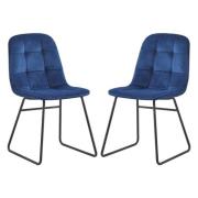 Lyster Sapphire Blue Velvet Dining Chairs In A Pair