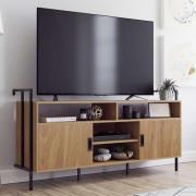 Helotes Wooden TV Stand With 2 Shelves In Serene Walnut