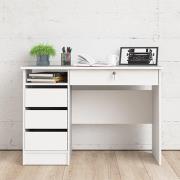 Frosk Wooden Computer Desk With 4 Handle Free Drawers In White