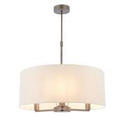 Daley Round White Shades Pendant Light In Dark Bronze