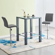 Jam Square Glass Grey Gloss Bar Table 2 Ripple Grey Stools