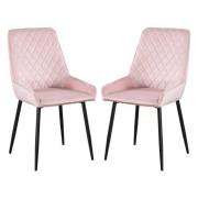 Avah Baby Pink Velvet Dining Chairs In Pair