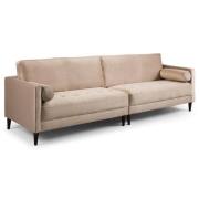 Herbart Plush Velvet 4 Seater Sofa In Beige