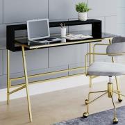 Mickley Smoked Glass Top Laptop Desk With Gold Frame