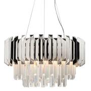 Valetta 6 Lights Glass Crystal Pendant Light In Polished Nickel