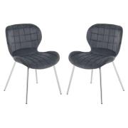 Warden Grey Velvet Dining Chairs With Silver Legs In A Pair