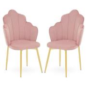 Tania Pink Velvet Dining Chairs With Gold Legs In A Pair