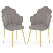 Tania Grey Velvet Dining Chairs With Gold Legs In A Pair