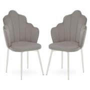 Tania Grey Velvet Dining Chairs With Chrome Legs In A Pair