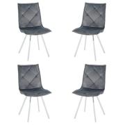 Beyya Set Of 4 Velvet Fabric Dining Chairs In Dark Grey