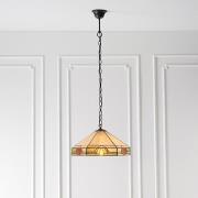 Nevada Medium Tiffany Glass Pendant Light In Dark Bronze