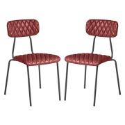 Kelso Vintage Red Faux Leather Dining Chairs In Pair