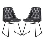 Hayton Vintage Black Genuine Leather Dining Chairs In Pair