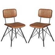 Dinas Light Tan Genuine Leather Dining Chairs In Pair