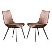 Honks Brown Faux Leather Dining Chairs In Pair