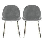 Flanaven Light Grey Velvet Dining Chairs In A Pair