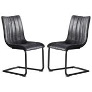 Edenton Grey Faux Leather Dining Chairs In Pair