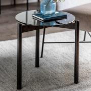 Moraine Smoked Glass Side Table With Black Wooden Base