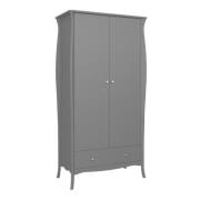 Braque Wooden Wardrobe With 2 Doors And 1 Drawer In Grey