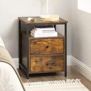 Kearney Wooden 2 Drawers Bedside Cabinet In Rustic Brown