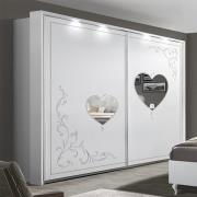 Sialkot Mirrored Wooden Sliding Wardrobe In White With LED