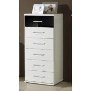 Gastineau Chest Of Drawers In White And Black With 6 Drawers