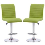 Ripple Green Faux Leather Bar Stools With Chrome Base In Pair