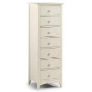 Caelia Narrow Chest of Drawers In Stone White With 7 Drawers