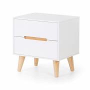 Abrina Bedside Cabinet In Matt White And Oak