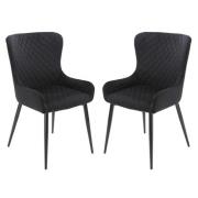 Laxly Diamond Black Velvet Dining Chairs In Pair