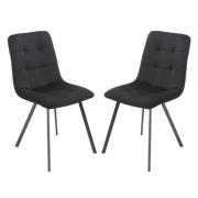 Sandy Squared Black Velvet Dining Chairs In Pair