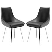 Laceby Grey Leather Dining Chairs With Chrome Legs In Pair