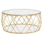 Orion Round Clear Glass Top Coffee Table With Gold Frame