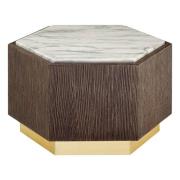 Vigap Small White Marble Top Side Table With Dark Wooden Base