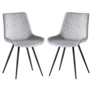 Maija Silver Velvet Dining Chairs With Black Legs In Pair