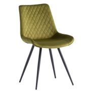 Maija Velvet Dining Chair In Olive With Black Legs