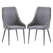 Jacinta Graphite Fabric Dining Chairs With Grey Legs In Pair