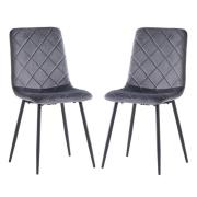 Basia Grey Velvet Fabric Dining Chairs In Pair