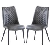 Adora Grey Faux Leather Dining Chairs In Pair