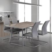 Michton Grey Oak Glass Top Dining Table With 4 Chairs