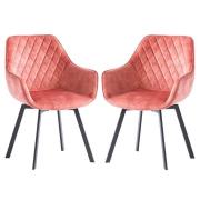 Viha Swivel Pink Velvet Dining Chairs In Pair