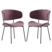 Wera Dusty Rose Fabric Dining Chairs With Black Legs In Pair