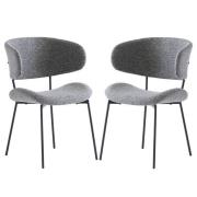 Wera Dark Grey Fabric Dining Chairs With Black Legs In Pair