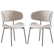 Wera Linen Fabric Dining Chairs With Black Legs In Pair